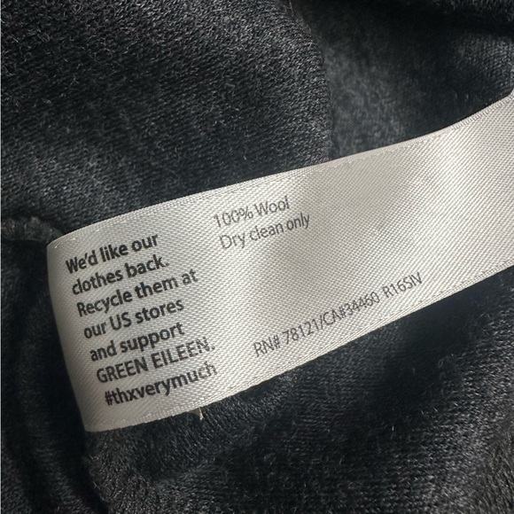 Eileen Fisher Dress Mini Lagenlook Wool Oversized Dark Gray Minimalist Small - Picture 7 of 8